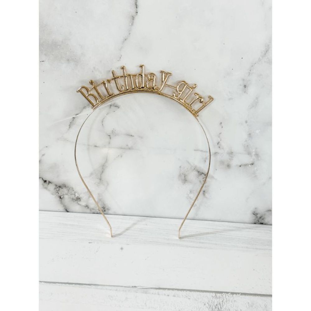 Rose Gold "Birthday Girl" Headband Tiara - Picture 10 of 13